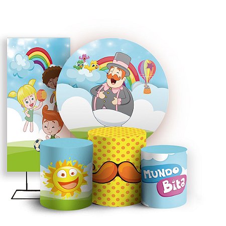 Capas Painel Redondo Trio Cilindro e Faixa Lateral Sublimado - Mundo Bita