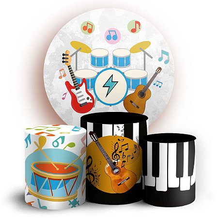 Capas Painel Redondo e Trio Cilindro Sublimado - Nota Musical