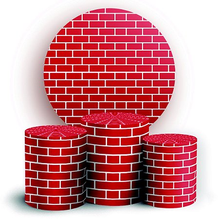 Capas Painel Redondo e Trio Cilindro Sublimado - Tijolos