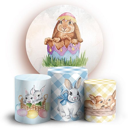Capas Painel Redondo e Trio Cilindro Sublimado - Pascoa