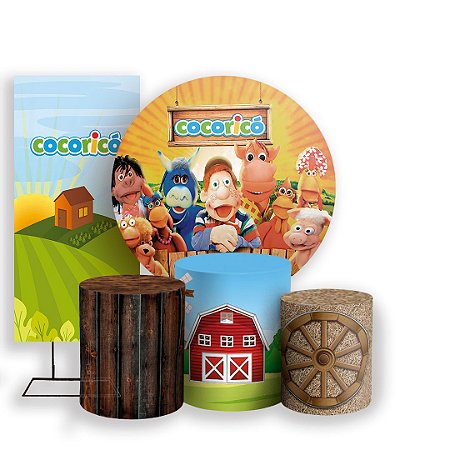 Capas Painel Redondo Trio Cilindro e Faixa Lateral Sublimado - Cocorico