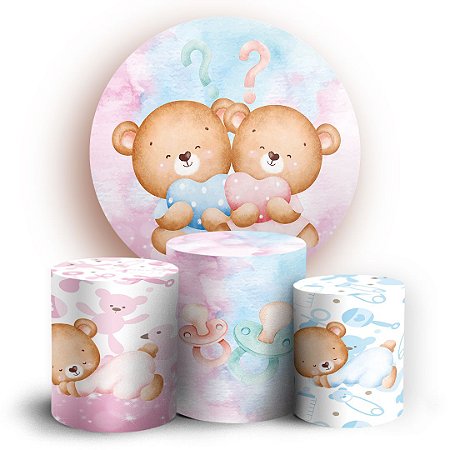 Capas Painel Redondo e Trio Cilindro Sublimado - Cha Revelacao