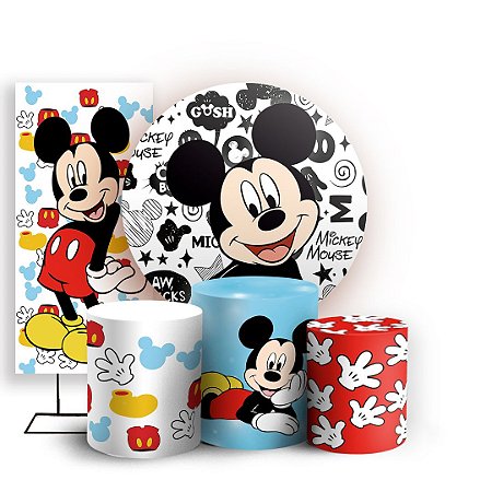 Capas Painel Redondo Trio Cilindro e Faixa Lateral Sublimado - Mickey