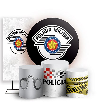 Capas Painel Redondo Trio Cilindro e Faixa Lateral Sublimado - Policia Militar