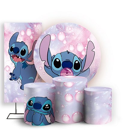 Capas Painel Redondo Trio Cilindro e Faixa Lateral Sublimado - Stitch