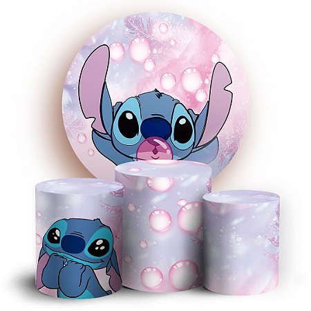 Capas Painel Redondo e Trio Cilindro Sublimado - Stitch