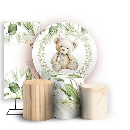 Capas Painel Redondo Trio Cilindro e Faixa Lateral Sublimado - Ursinho