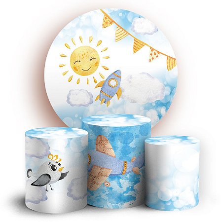 Capas Painel Redondo e Trio Cilindro Sublimado - Ursinho