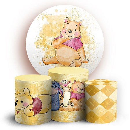 Capas Painel Redondo e Trio Cilindro Sublimado - Ursinho Pooh