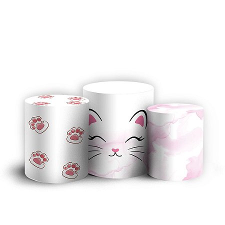 Capas Trio Cilindro Sublimado Vest Facil - Gato Rosa