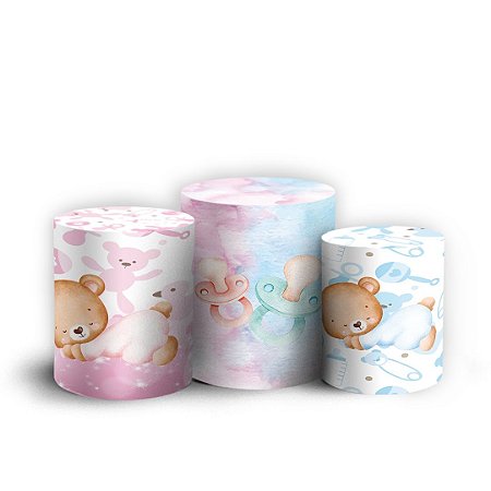 Capas Trio Cilindro Sublimado Vest Facil - Cha Revelacao