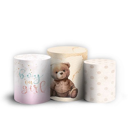 Capas Trio Cilindro Sublimado Vest Facil - Cha Revelacao