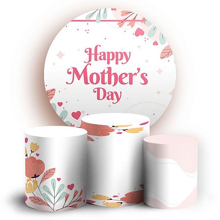 Capas Painel Redondo e Trio Cilindro Sublimado - Mother's Day