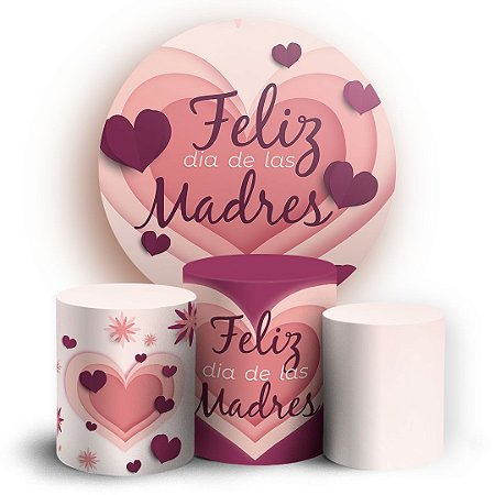 Capas Painel Redondo e Trio Cilindro Sublimado - Dia de la Madre
