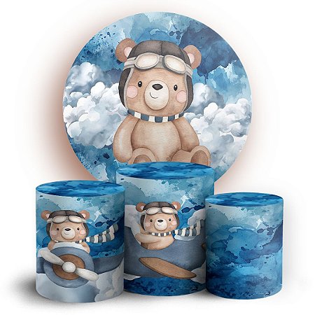 Capas Painel Redondo e Trio Cilindro Sublimado - Ursos