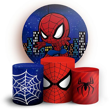 Capas Painel Redondo e Trio Cilindro Sublimado - Homem Aranha Baby