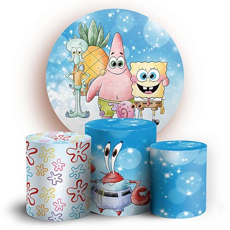 Capas Painel Redondo e Trio Cilindro Sublimado - Bob Esponja