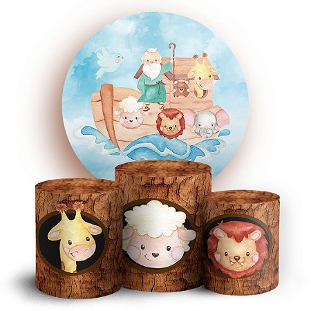 Capas Painel Redondo e Trio Cilindro Sublimado - Arca de Noe