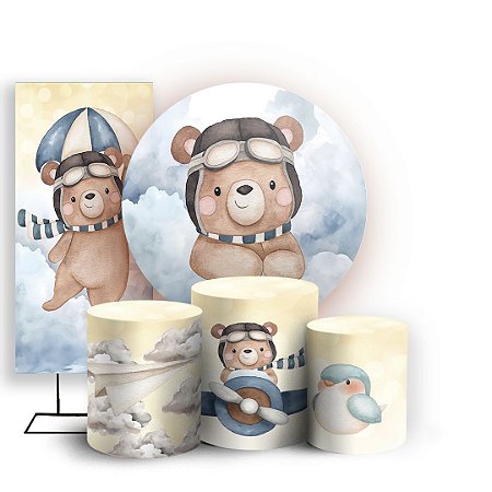 Capas Painel Redondo Trio Cilindro e Faixa Lateral Sublimado - Ursos