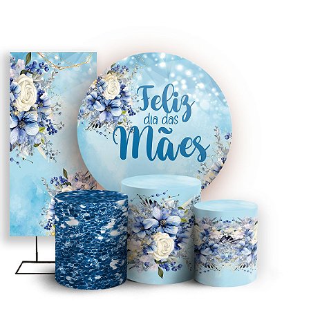 Capas Painel Redondo Trio Cilindro e Faixa Lateral Sublimado - Dia das Maes