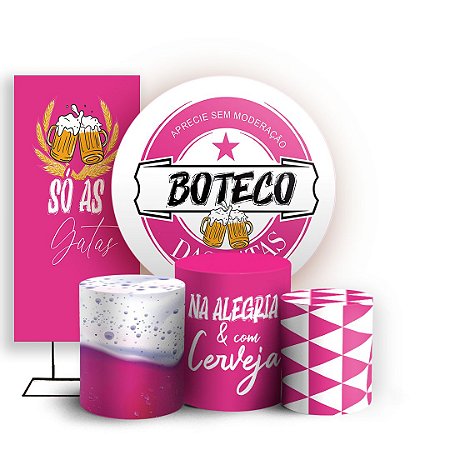 Capas Painel Redondo Trio Cilindro e Faixa Lateral Sublimado - Boteco Rosa