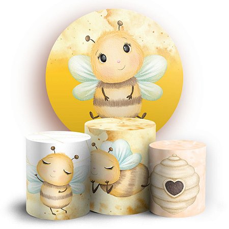 Capas Painel Redondo e Trio Cilindro Sublimado - Abelhinha