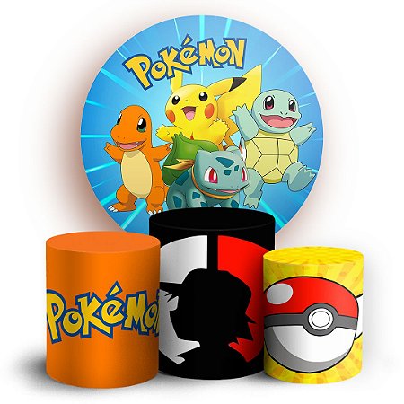 Capas Painel Redondo e Trio Cilindro Sublimado - Pokemon