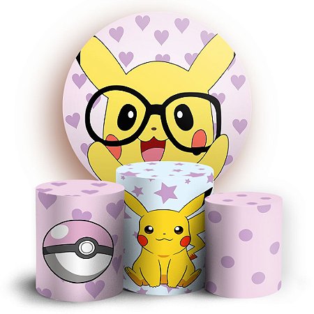 Capas Painel Redondo e Trio Cilindro Sublimado - Pokemon