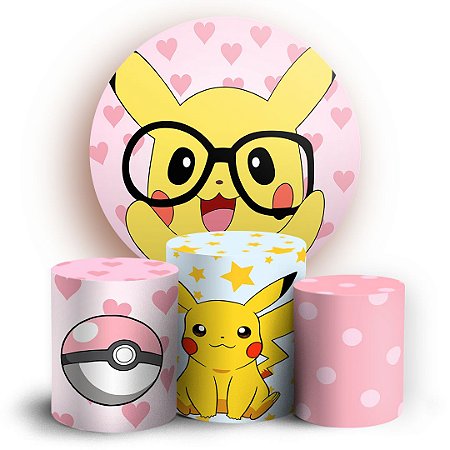Capas Painel Redondo e Trio Cilindro Sublimado - Pokemon