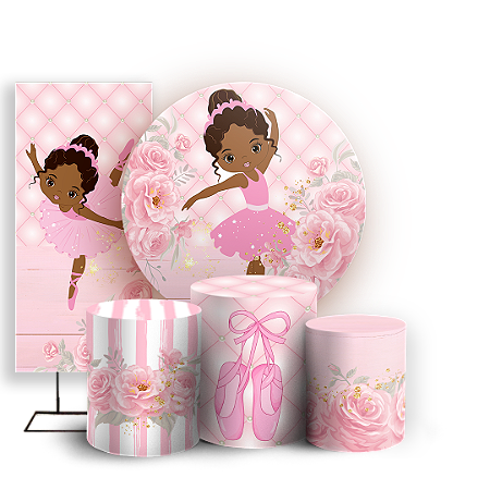 Capas Painel Redondo Trio Cilindro e Faixa Lateral Sublimado - Bailarina