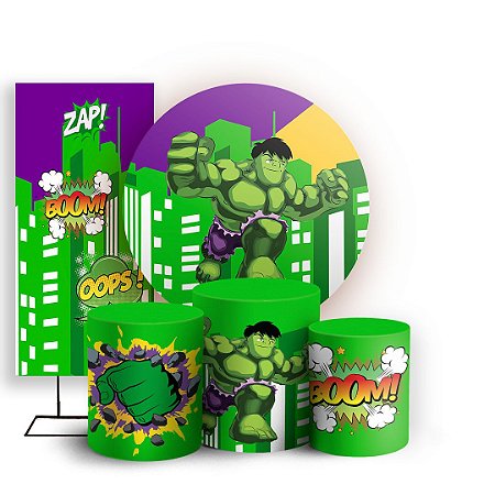 Capas Painel Redondo Trio Cilindro e Faixa Lateral Sublimado - Hulk Baby