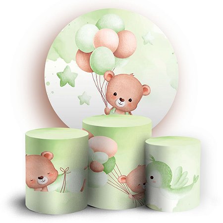 Capas Painel Redondo e Trio Cilindro Sublimado - Urso Verde