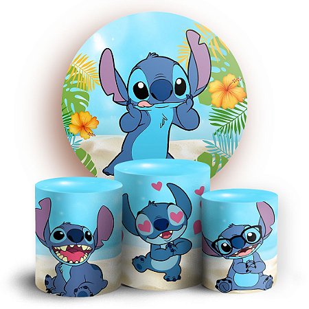 Capas Painel Redondo e Trio Cilindro Sublimado - Stitch