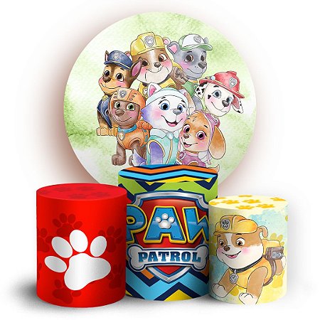 Capas Painel Redondo e Trio Cilindro Sublimado - Patrulha Canina