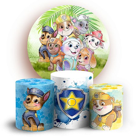 Capas Painel Redondo e Trio Cilindro Sublimado - Patrulha Canina