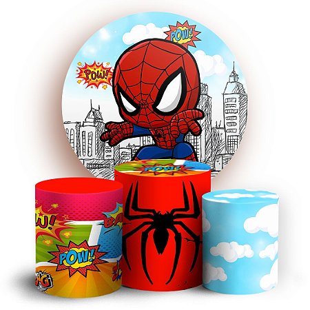 Capas Painel Redondo e Trio Cilindro Sublimado - Homem Aranha Baby