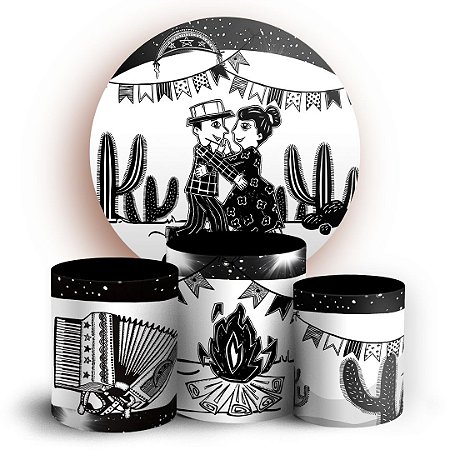 Capas Painel Redondo e Trio Cilindro Sublimado - Festa Junina