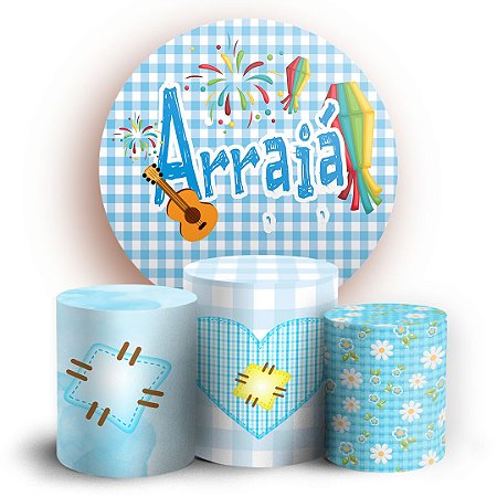 Capas Painel Redondo e Trio Cilindro Sublimado - Festa Junina