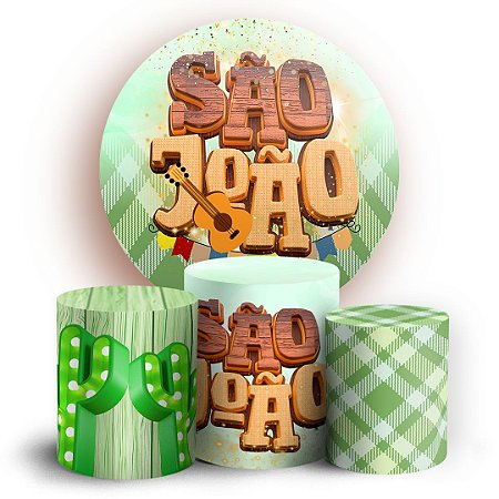 Capas Painel Redondo e Trio Cilindro Sublimado - Festa Junina