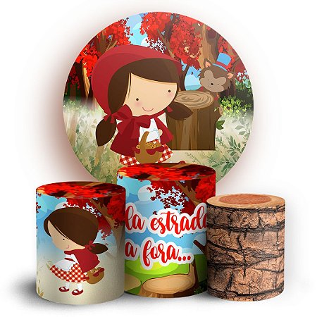 Capas Painel Redondo e Trio Cilindro Sublimado - Chapeuzinho