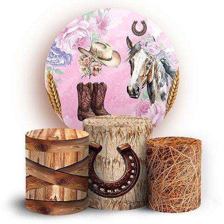 Capas Painel Redondo e Trio Cilindro Sublimado - Cavalo