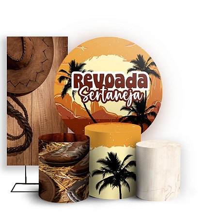 Capas Painel Redondo Trio Cilindro e Faixa Lateral Sublimado - Revoada Sertaneja
