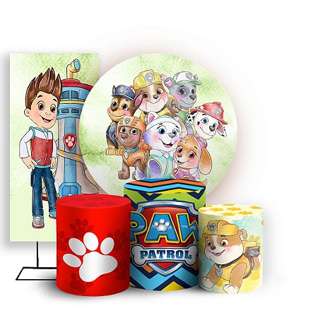 Capas Painel Redondo Trio Cilindro e Faixa Lateral Sublimado - Patrulha Canina