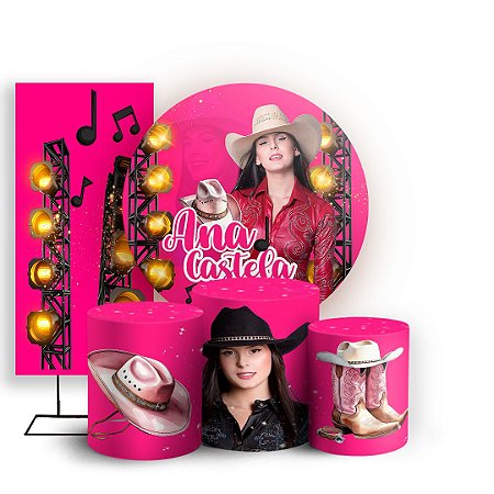 Capas Painel Redondo Trio Cilindro e Faixa Lateral Sublimado - Ana Castela