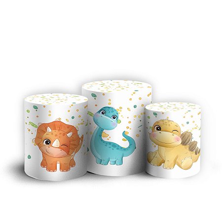 Capas Trio Cilindro Sublimado Vest Facil - Dinossauro