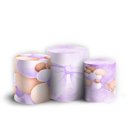 Capas Trio Cilindro Sublimado Vest Facil - Ursinha Lilas