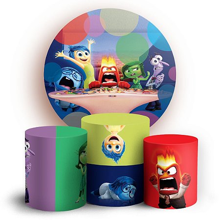 Capas Painel Redondo e Trio Cilindro Sublimado - Divertida Mente