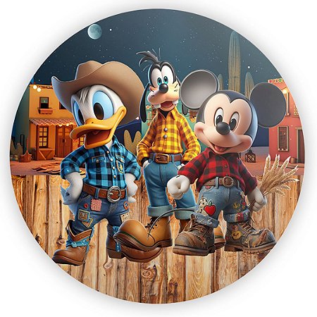 Capa Painel Redondo Sublimado - Mickey Fazendinha
