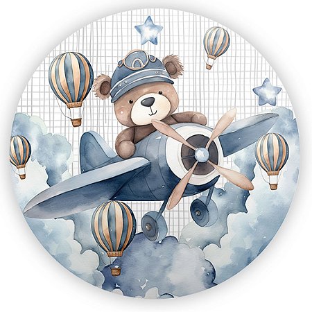 Capa Painel Redondo Sublimado - Urso Azul