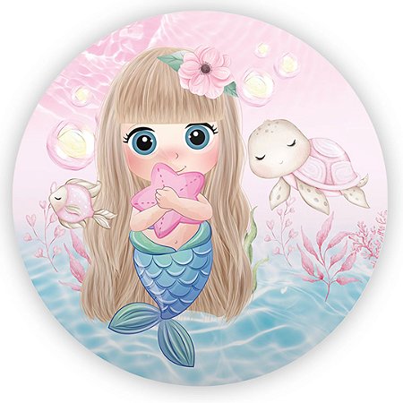 Capa Painel Redondo Sublimado - Fundo Do Mar